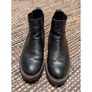 Caslon Miller Womens Black Leather Chelsea Lug Sole Water Resistant Boots 7.5W
